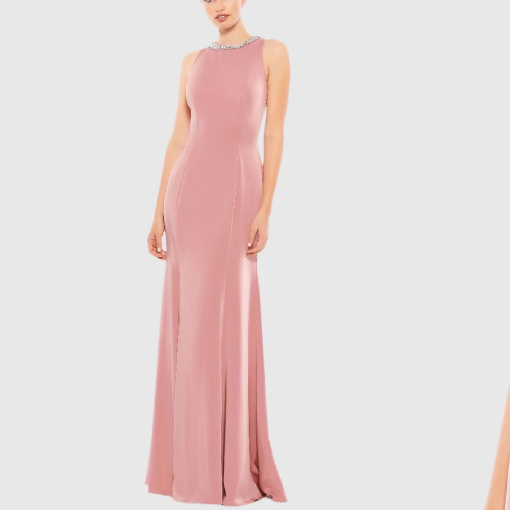 Ieena for Mac Duggal Pink Embellished Neck Trumpet Gown [6]